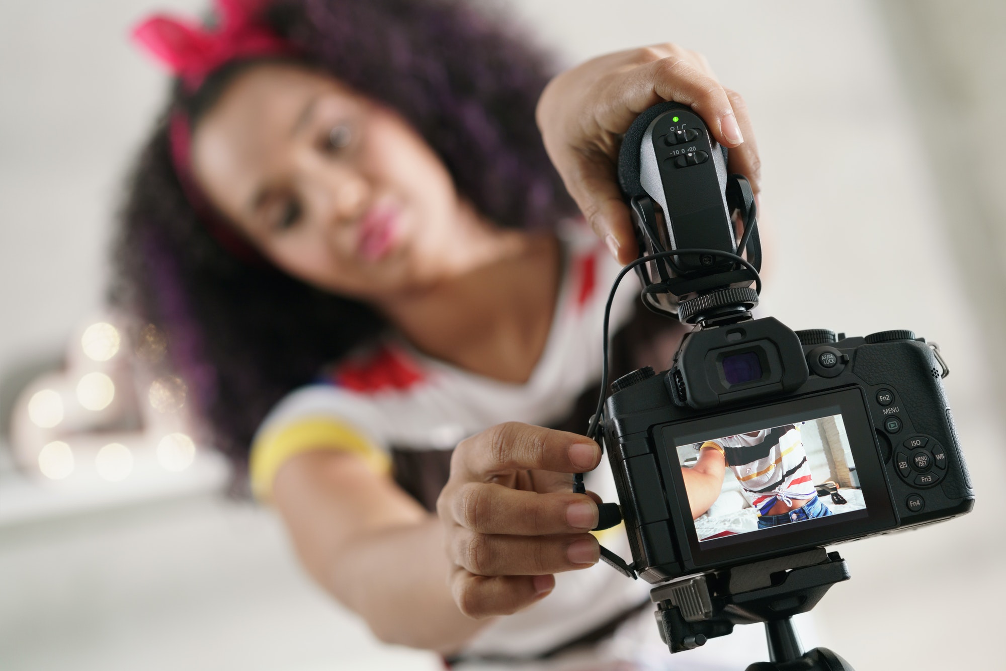 Dslr Camera For Woman Recording Vlog and Tutorial